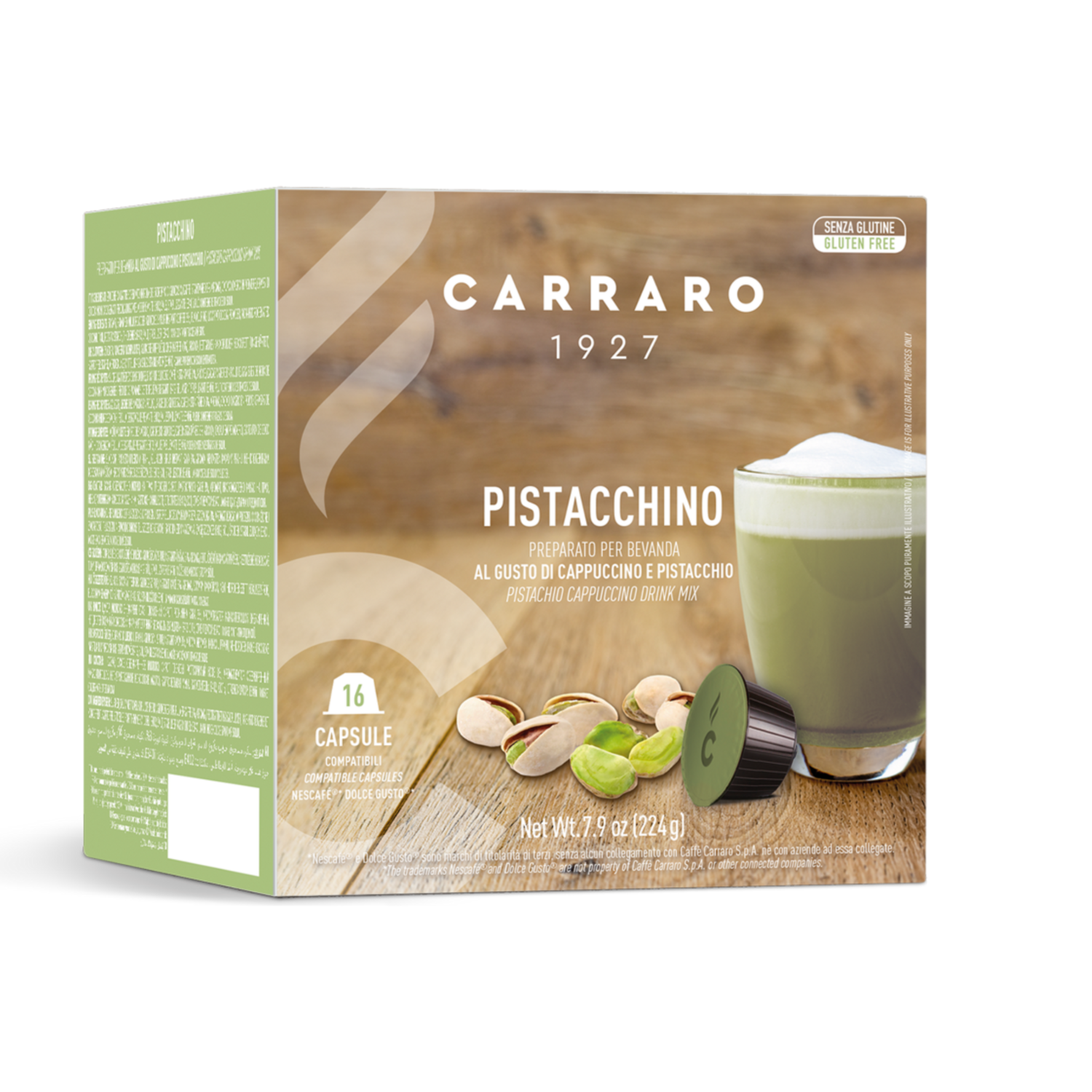 Carraro 1927 Pistachio Cappuccino/latte x16 капсули