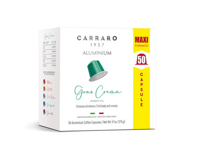 Carraro Nespresso GRAN CREMA Aluminum Prime edition Maxi pack х50