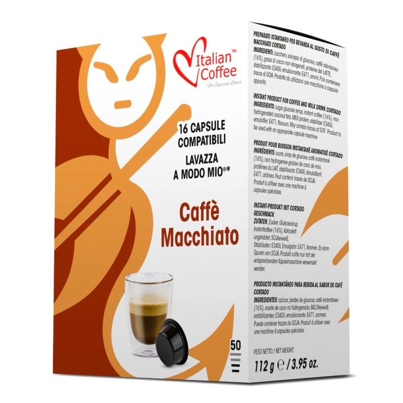 Italian Coffee A modo Mio Caffe Machiatto x16