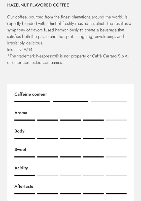 Carraro 1927 Nespresso аluminum Hazelnut Flavored espresso x10