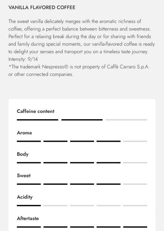 Carraro Nespresso Aluminum Vanilla Flavored espresso x10