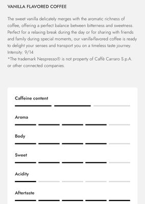 Carraro Nespresso Aluminum Vanilla Flavored espresso x10