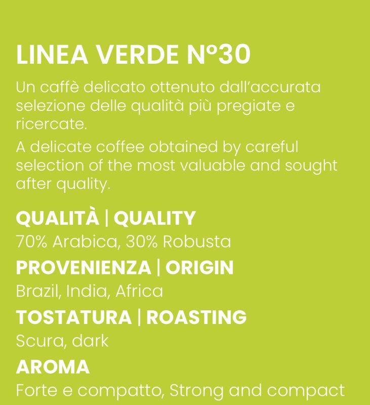 Toraldo Linea 30  Verde | 70% Arabica espresso зрно 1 кг