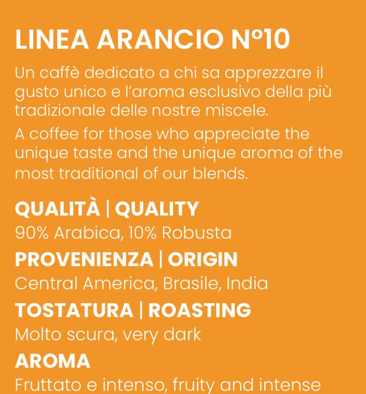Toraldo Linea 10  Arancia | 90% Arabica dark roast espresso зрно 1 кг