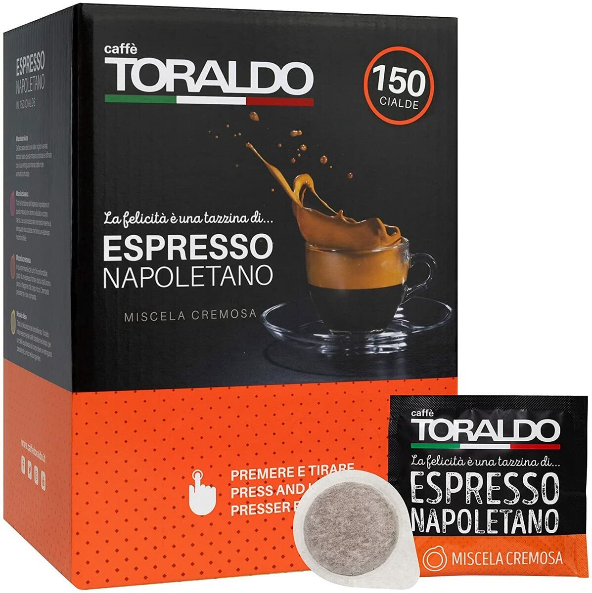 Toraldo Cremosa Napoletano espresso ESE хартиени патрон х150 парчиња