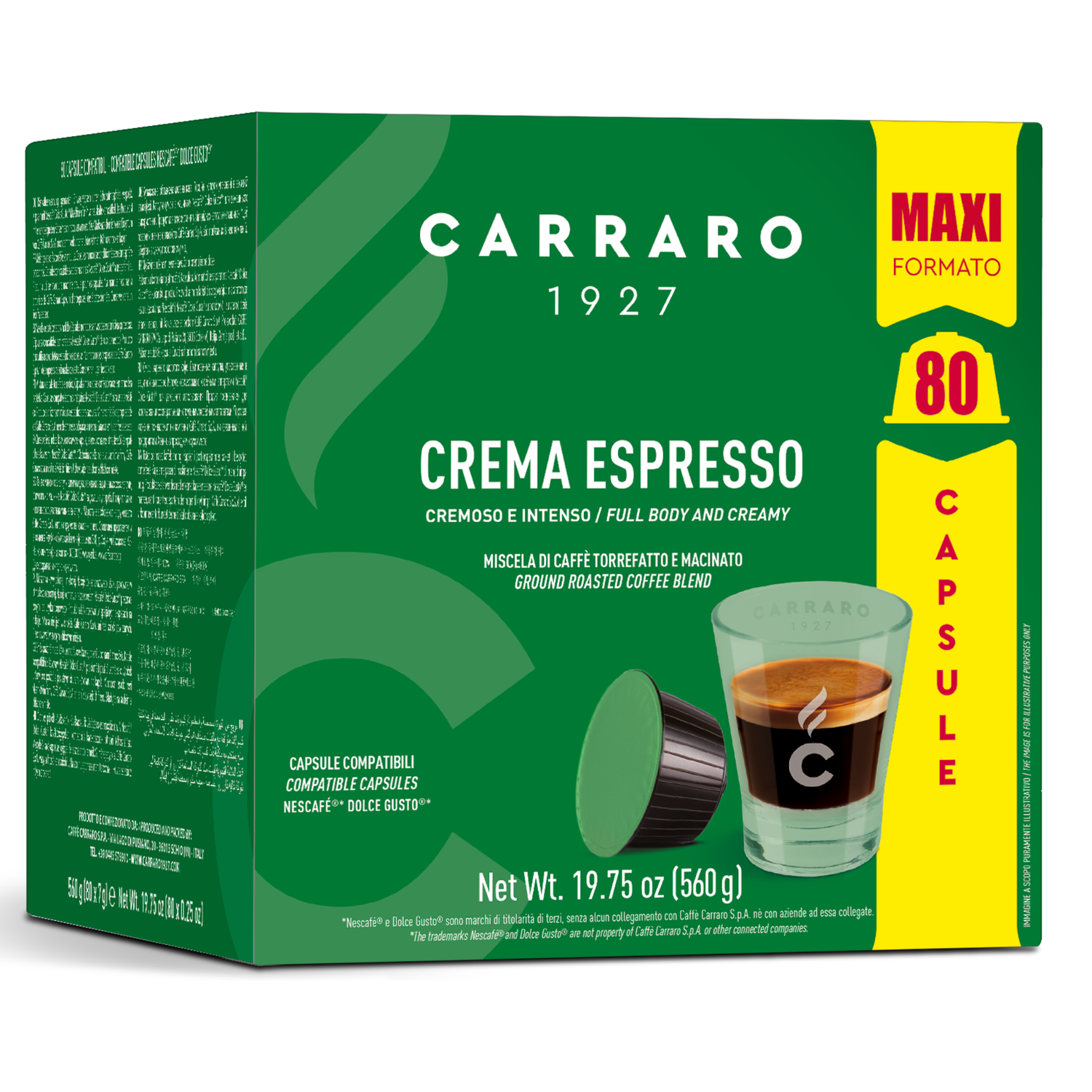 Carraro Dolce Gusto CREMA Espresso  MAXI 80 капсули