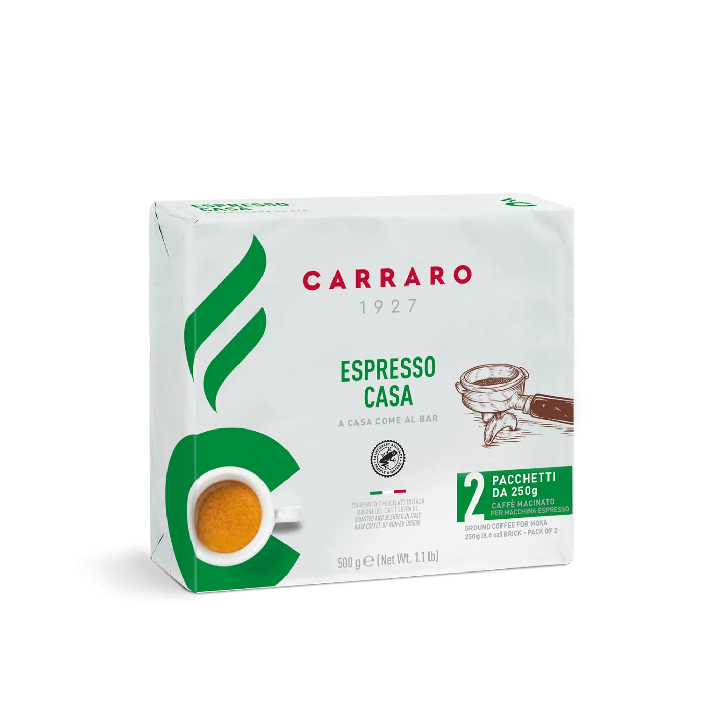 Carraro 1927 мелено Espresso Casa 80% Arabica 500 гр.  (2х250 гр.)