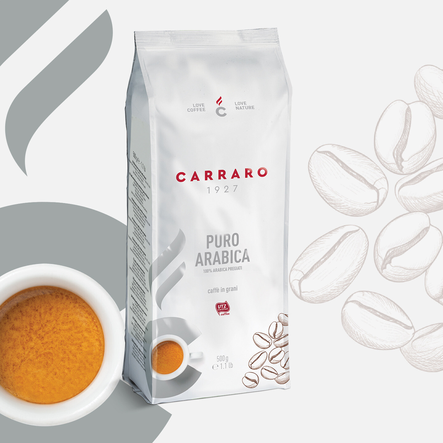 Carraro Puro Arabica еспресо зрно 1/2 kg