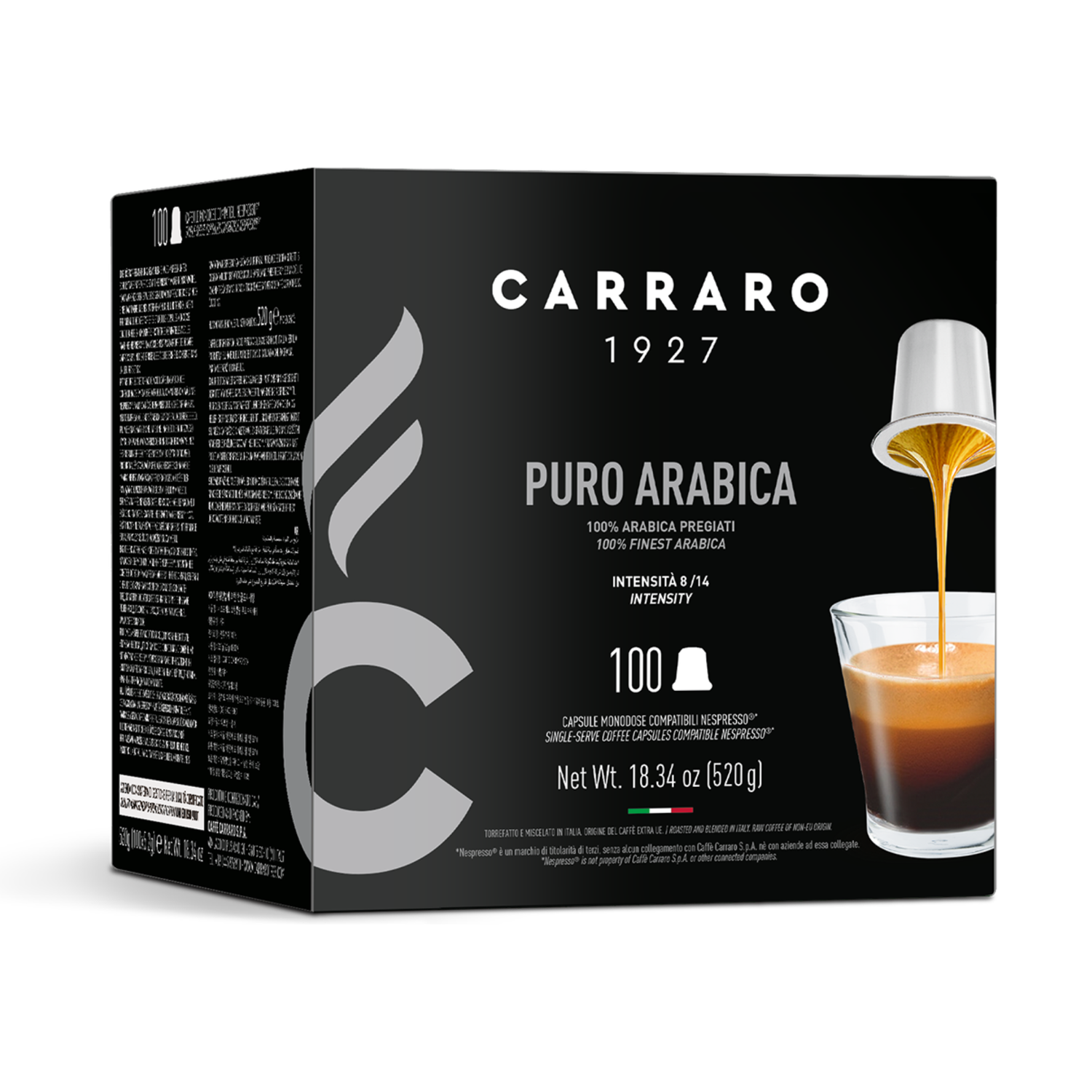 Carraro Nespresso Puro Arabica еспресо x100 капсули