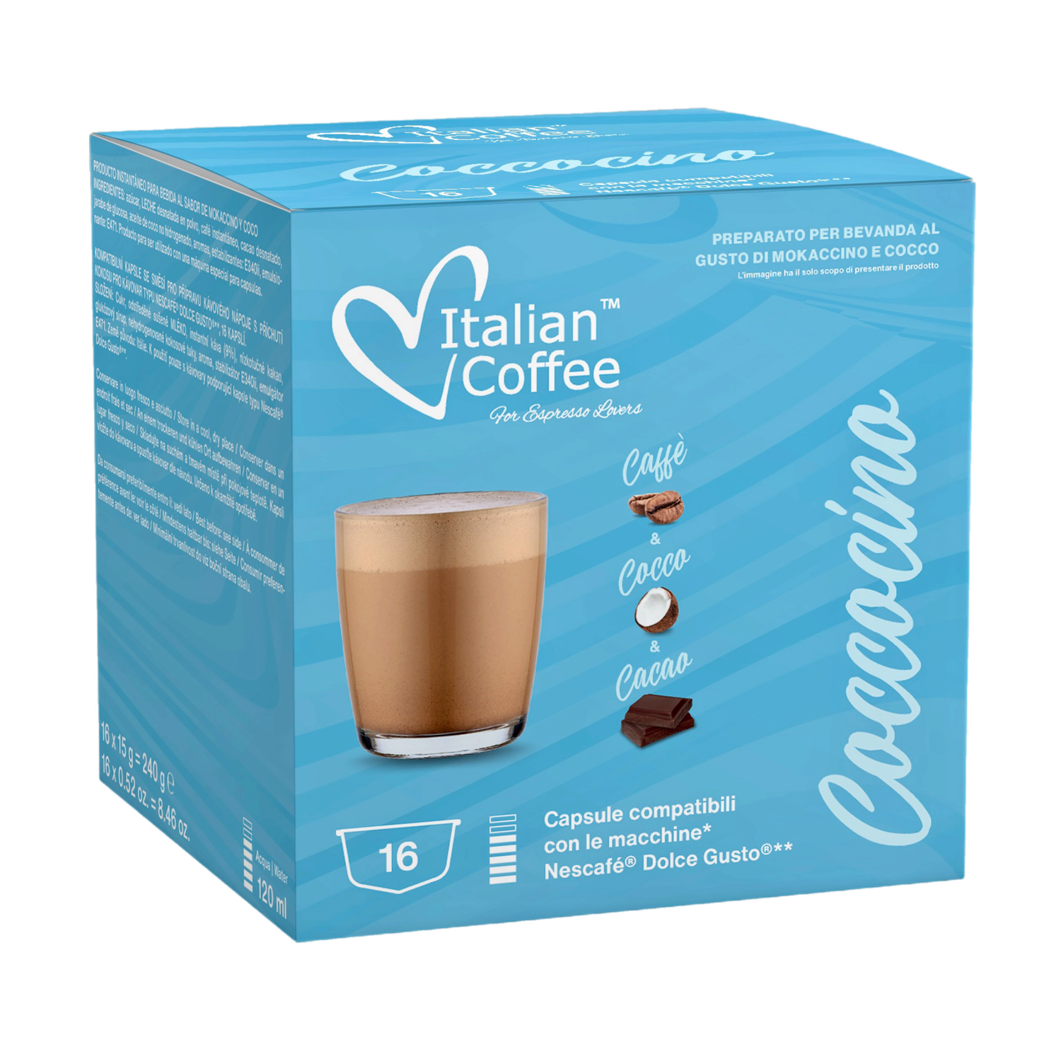 Italian Coffee Dolce Gusto COCCOCINO cappuccino/latte (Bounty вкус) х 16капсули