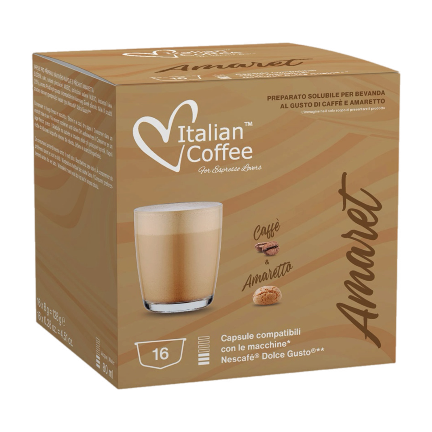 Italian Coffee Dolce Gusto Amaretto cookie Cappuccino/latte x16 капсули