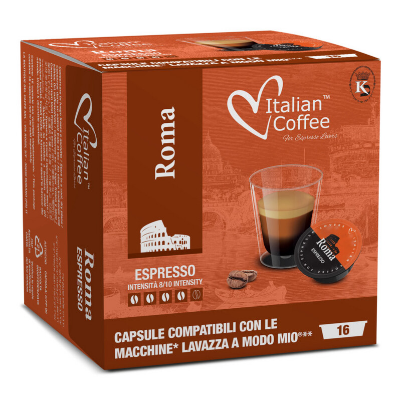 Italian Coffee ROMA Espresso | 60% Arabica | A Modo Mio® x16 капсули