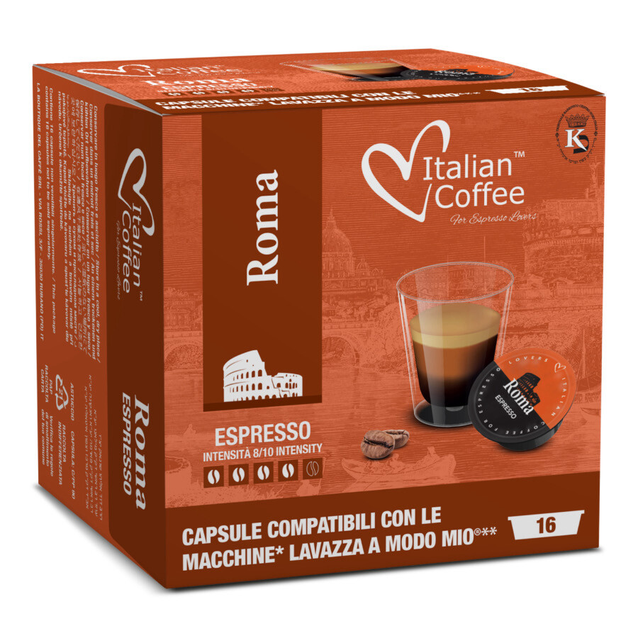 Italian Coffee ROMA Espresso | 60% Arabica | A Modo Mio® x16 капсули