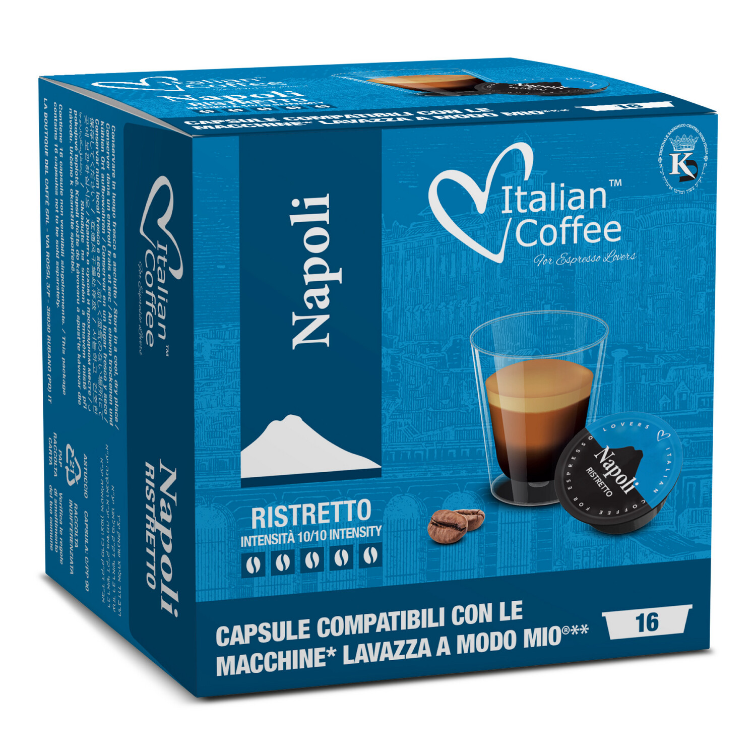 Italian Coffee NAPOLI RISTRETTO | 100% Робуста | A Modo Mio® x16 капсули