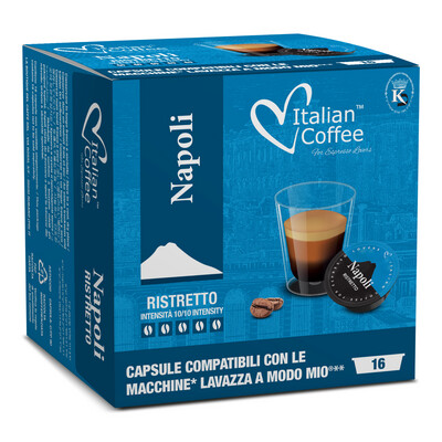 Italian Coffee NAPOLI RISTRETTO | 100% Робуста | A Modo Mio® x16 капсули