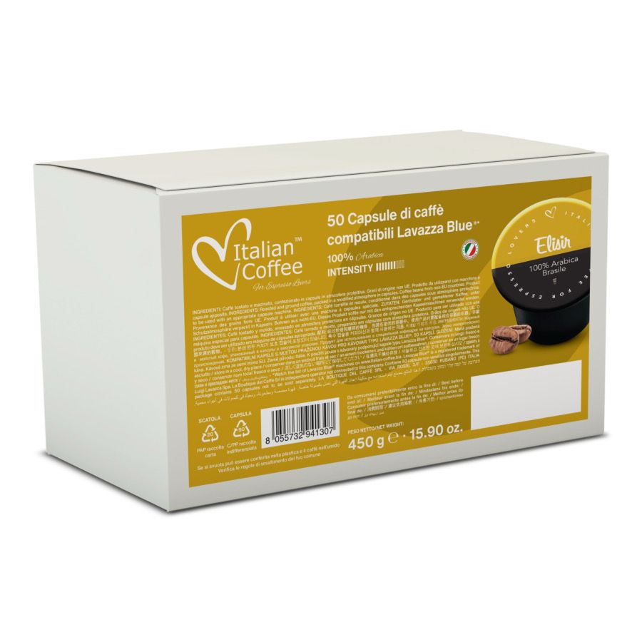 Italian Coffee ELISIR | 100% Arabica Brazil Espresso | Lavazza Blue® x50 капсули