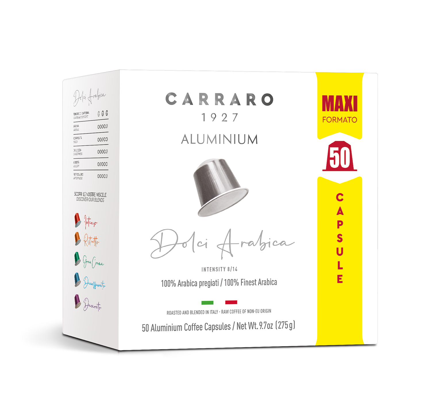 Carraro Nespresso DOLCI ARABICA espresso – 50 капсули ALUMINIUM