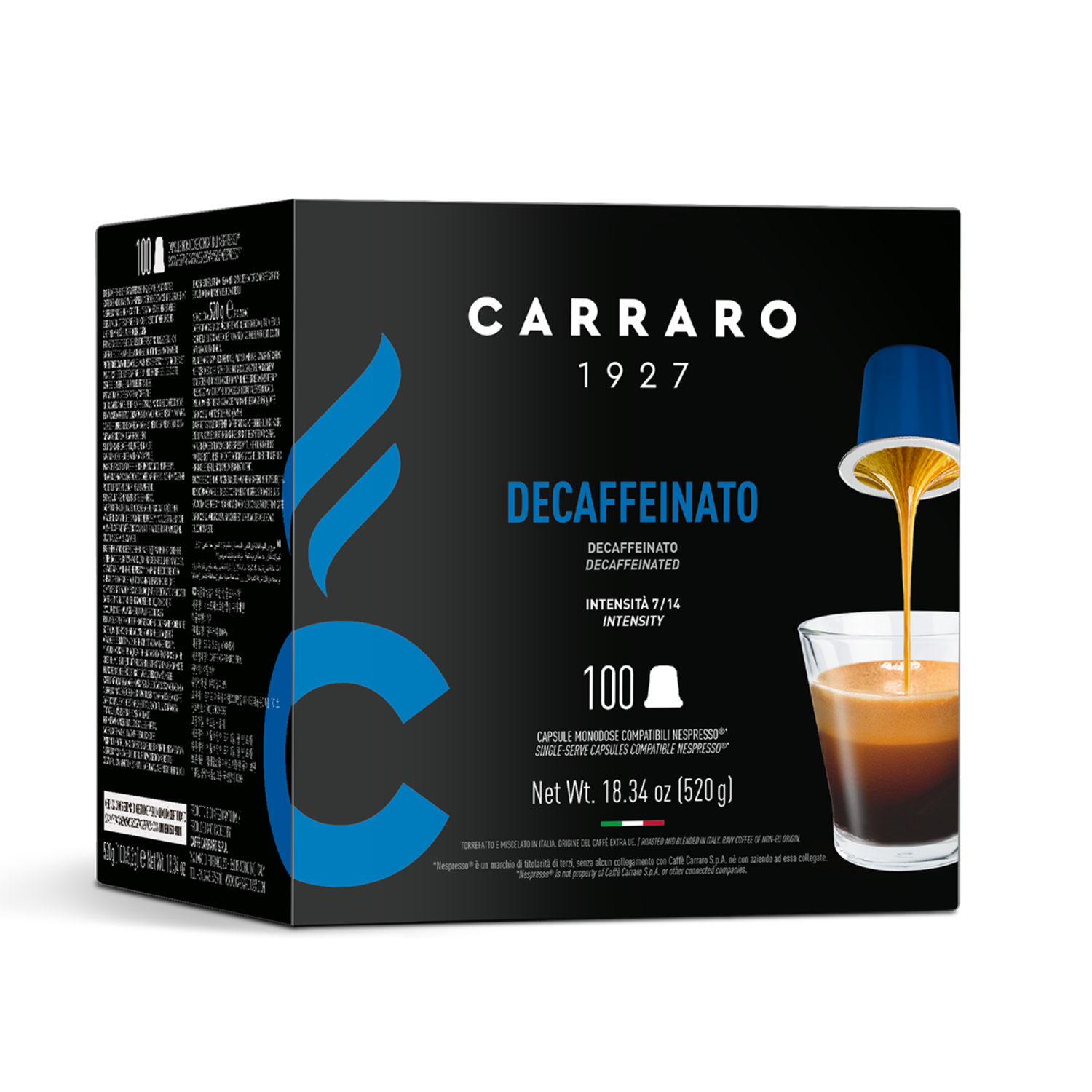 Carraro Nespresso Decaffeinato х100 капсули