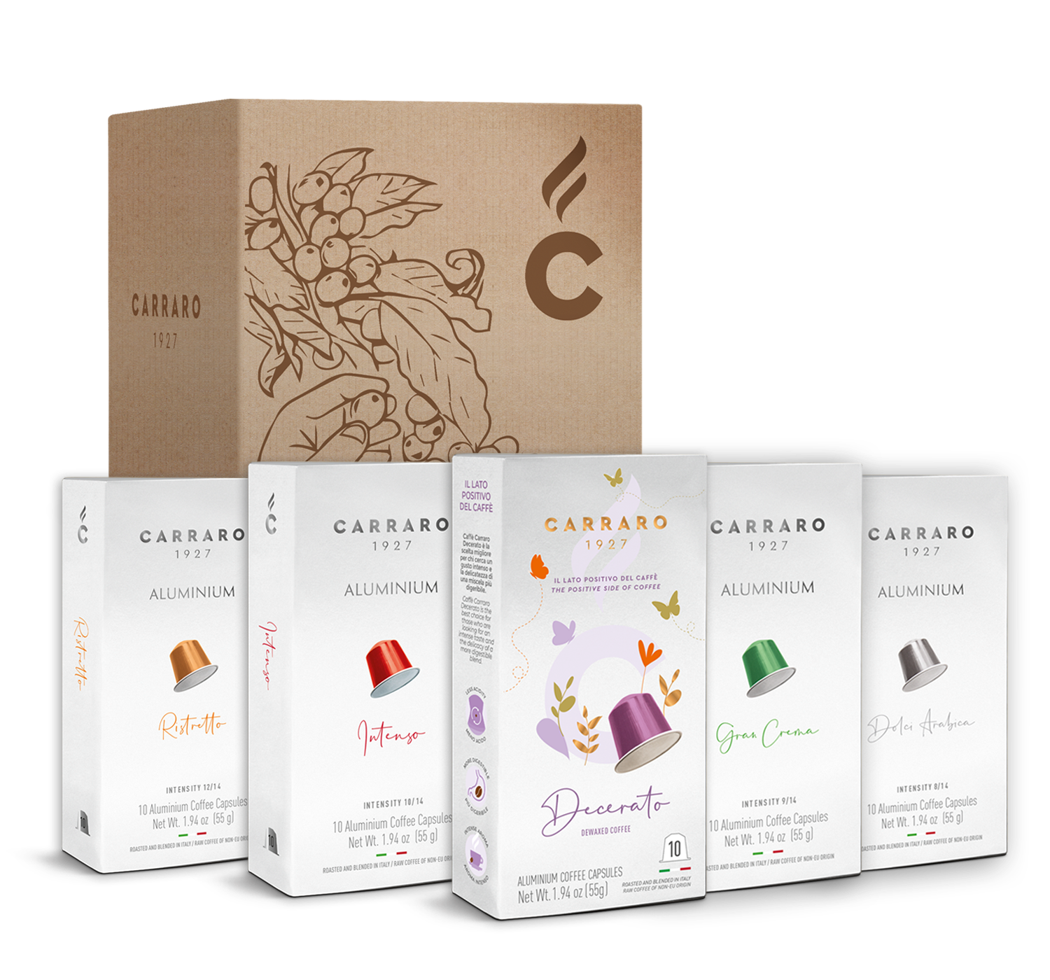 Carraro Nespresso  Aluminum Prime edition Gift Variety pack х100 