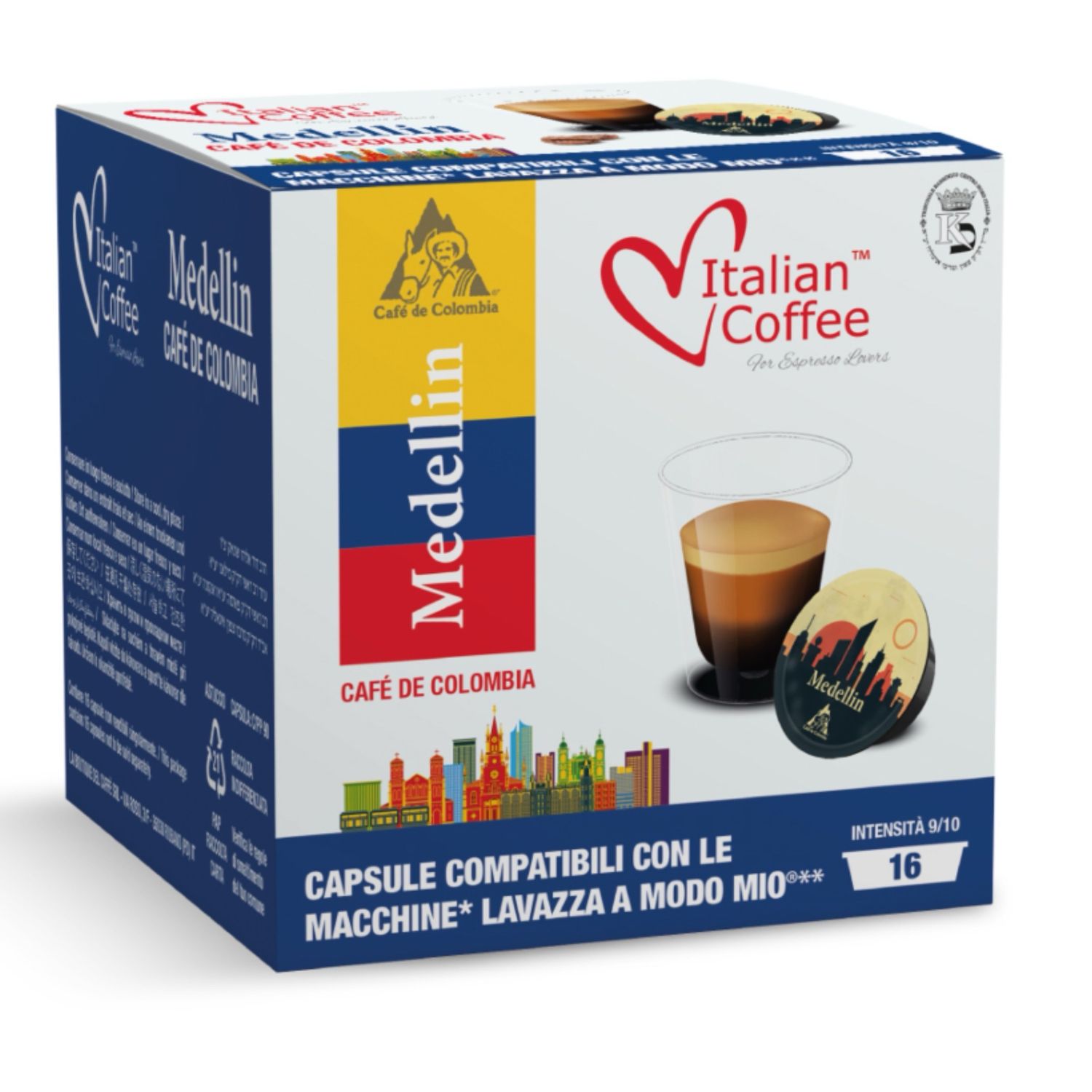 Italian Coffee Modo Mio  Medelin 100% Arabica Colombia x16