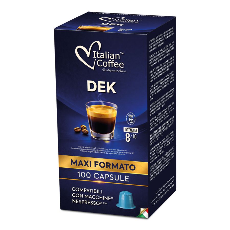 Italian Coffee® DEK – Безкофеинско еспресо за Nespresso, 100 капсули