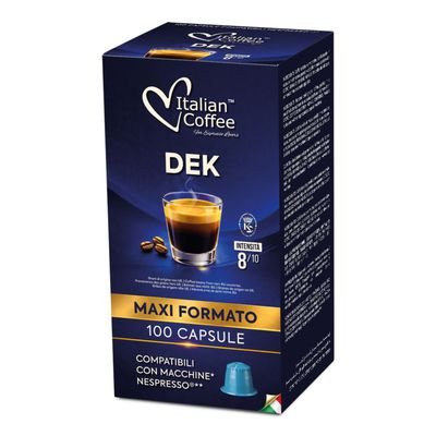 Italian Coffee® DEK Decaffeinate – Декофеинско еспресо за Nespresso, 100 капсули