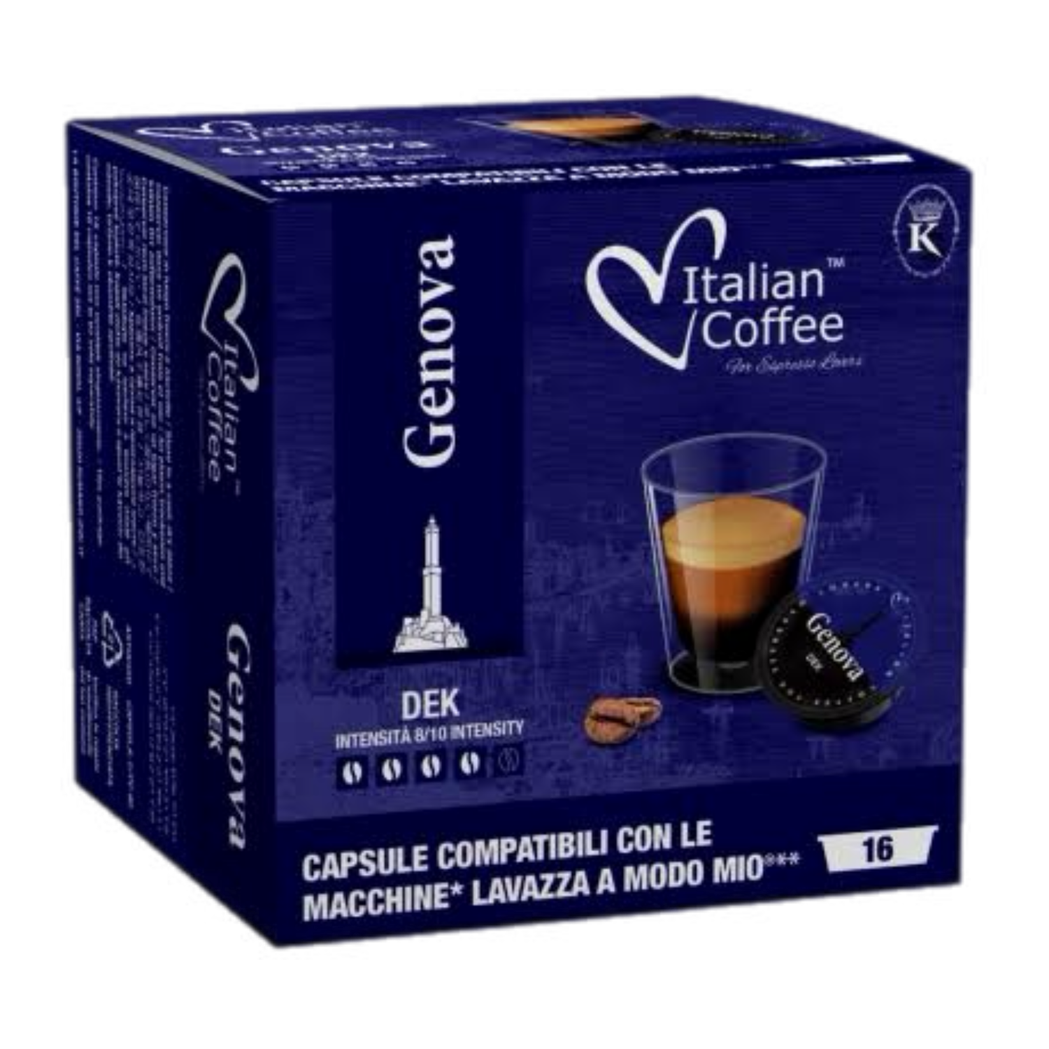 ​Italian Coffee® Genova DECAF – Безкофеинско еспресо за A Modo Mio, 16 капсули