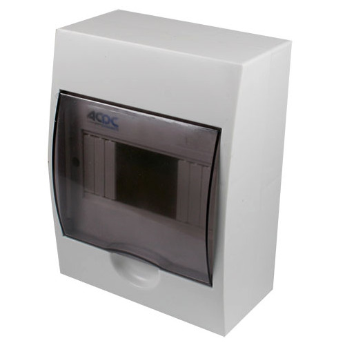 WHITE DIN DB 6-WAY SURFACE WITH DOOR AND TRAY