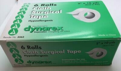 Dynarex 3563 Cloth Surgical Adhesive Tape 2'' x 10 yds. 6 Roll Pack - First  Aid Medical Supplies