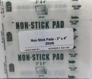 Non Stick Pads - 3” x 4” - Certified 231-005 - 25/bag Safety NJ