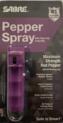 Sabre Pepper Spray with Finger Grip & Key Ring Purple