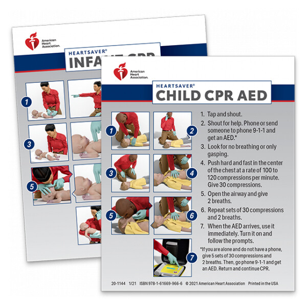 2020 Heartsaver Child & Infant CPR AED Wallet Card (100 Pack) 20-1144