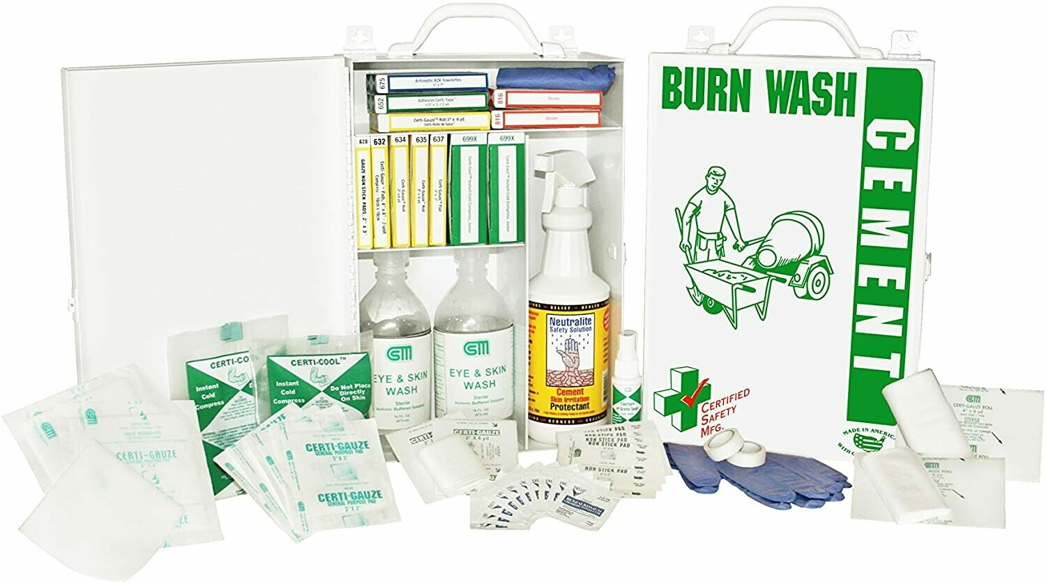 Certified Safety 608-054 Cement Burn First Aid Kit in Metal Cabinet