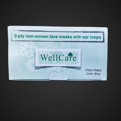 WELLCARE FACE MASKS 50/BOX BLUE