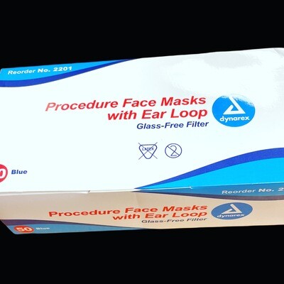 dynarex # 2201 Procedure Face Masks with Ear Loop 50/box