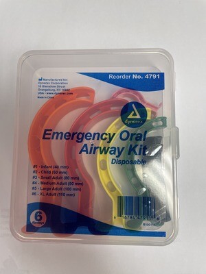 Emergency Oral Airway Kits Disposable Case of 6 Kits dynarex 4791