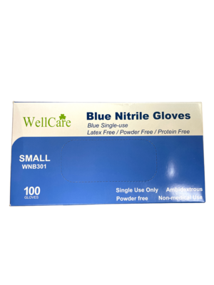 WELLCARE BLUE NITRILE GLOVES -  NON MEDICAL USE