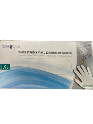 CLEAN SAFETY WHITE WINYL EXAMINATION GLOVES