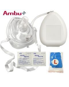 AMBU  CPR MASK IN HARD CASE WITH GLOVES & WIPES & O2 INLET NO LOGO 10-501