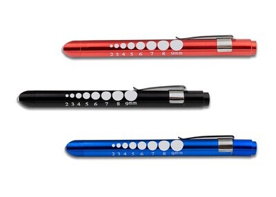 Ultra-Light™ Pupil Gauge Penlight By EMS. Red or Blue