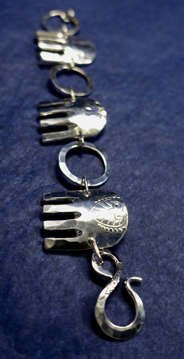 Gaffelarmband Elefant med silverringar