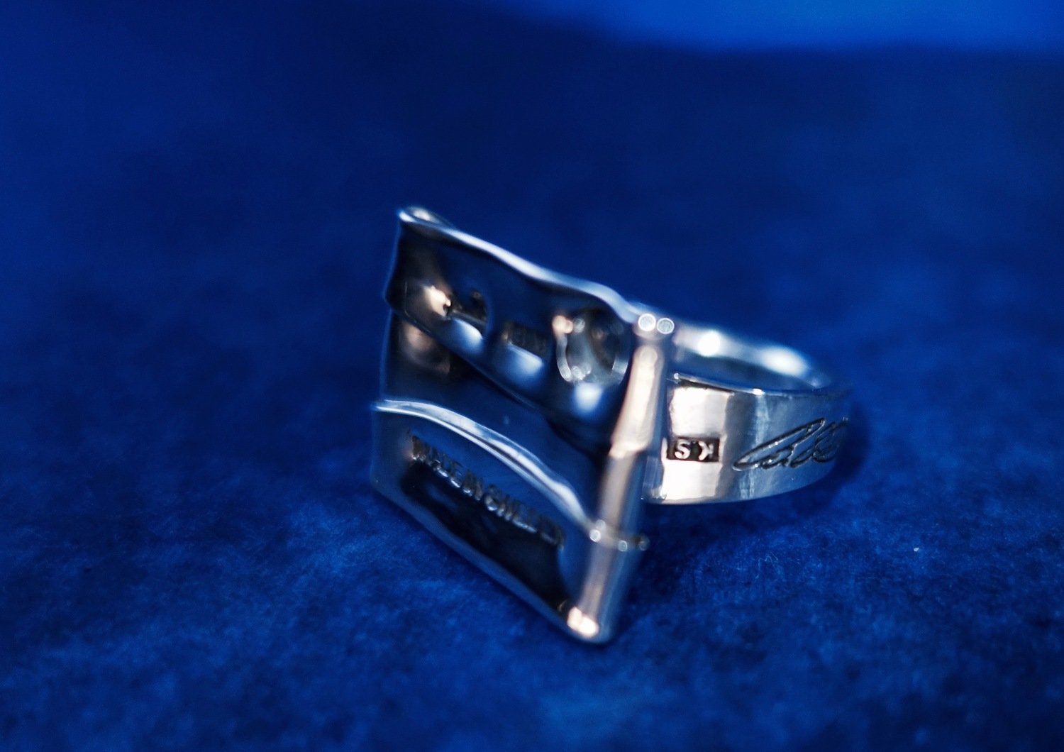 Rektangel silverring stämplar.