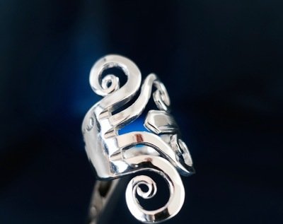 Bulls Eye Gaffelring Äkta silver