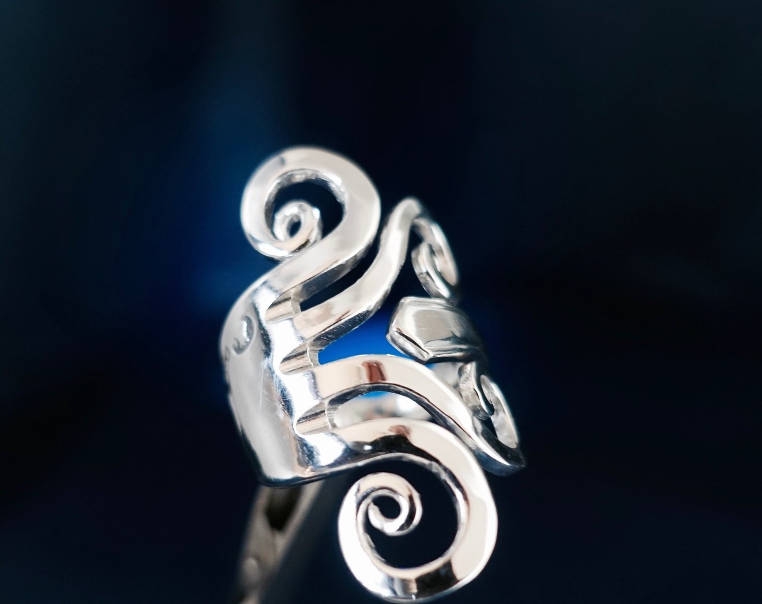 Bulls Eye Gaffelring Äkta silver