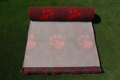 {Single Sheets} : Ultra Premium - Non-Slip Backing : Big Paw : Raspberry with Large Red and Smaller Black Paws  - Ref : (6497)