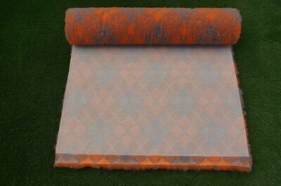 { Single Sheets } Ultra Premium Non-Slip Backing Original Vet Bedding Fleece : Orange and Mink Diamond Tartan - Ref : (6490)