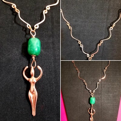 Handmade Copper Goddess with Aventurine Jade