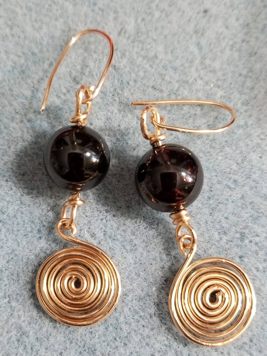 Free Shipping! Garnet and Bronze Earrings