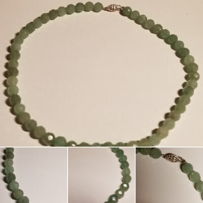 Natural Shaded Emerald Faceted Beads Necklace in Sterling Silver