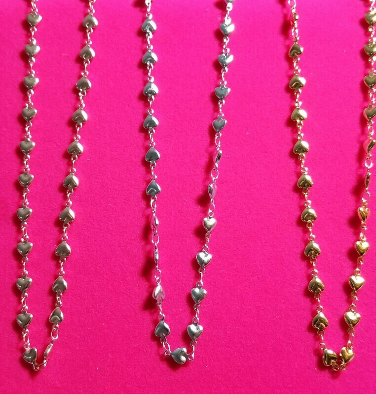 Stainless Steel Hearts Necklace (Varied Colors)